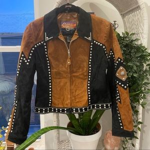 Vintage Leather studded bohemian jacket